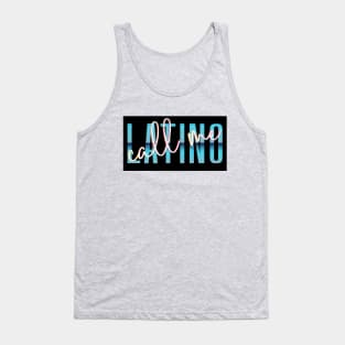 Call Me Latino '80s Retro Metallic Gradient Signature Font Design Black Background - see my store for the other versions! Tank Top